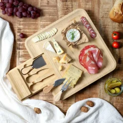 Servies|Tafelaccessoires|Ygo Aperoplank QUESO met Bestek 3Del. Bamboe