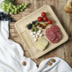 Servies|Tafelaccessoires|Ygo Aperoplank QUESO met Bestek 3Del. Bamboe