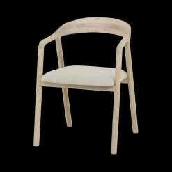 Stoelen|Ygo Armstoel SKYE Bouclé Beige - Poot Lichte Eik
