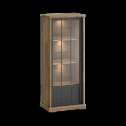 Vitrinekasten|Ygo Barkast TOLUCA Old teak/Zwart Links B77