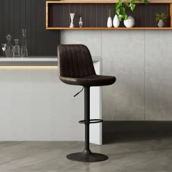 Barkrukken|Ygo Barkruk GARCIA PU Vintage Donkerbruin