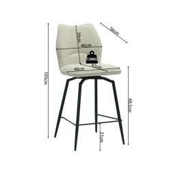 Barkrukken|Ygo Barstoel ANETA Draaibaar Ecru ZH68.5