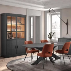 Vitrinekasten|Boekenkasten|Ygo Bibliotheek WINSTON Zwart B240