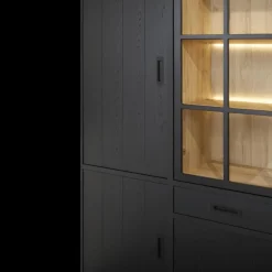 Vitrinekasten|Boekenkasten|Ygo Bibliotheek WINSTON Zwart B240