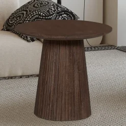 Salontafels & Bijzettafels|Ygo Bijzettafel DOMINGO Mango Donkerbruin Ø50