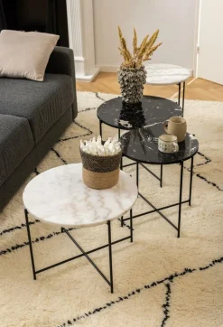 Salontafels & Bijzettafels|Ygo Bijzettafel FREJA Black Art. Marble Stone
