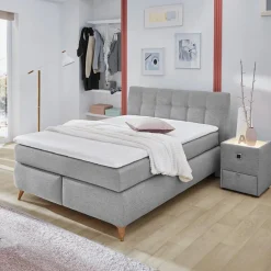 Boxsprings|Ygo Boxspring STAPHORST Stof 369/09 Lichtgrijs 140x200