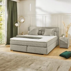 Boxsprings|Ygo Boxspring TILBURG Ribfluweel 426/17 Greige 180x200