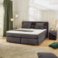 Boxsprings|Ygo Boxspring TILBURG Ribfluweel Donkergrijs 180x200