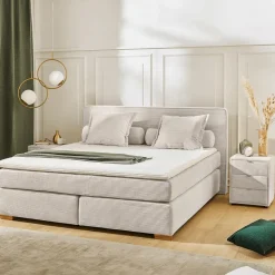 Boxsprings|Ygo Boxspring TILBURG Ribfluweel 426/07 Beige 140x200