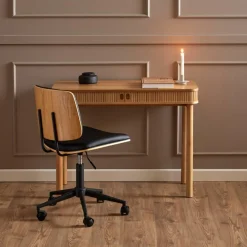 Bureaustoelen|Ygo Bureaustoel MIKKEL PU Zwart/Eik Fineer