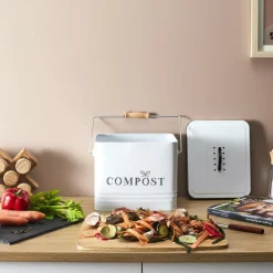 Vuilbakken|Ygo Compostemmer COMPOST 10l RH Met. Wit/Zwart