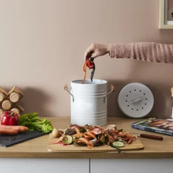 Vuilbakken|Ygo Compostemmer COMPOST Rond Met. Wit