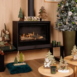 Woondecoratie|Kerst|Ygo Decowoord MERRY CHRISTMAS Hout Naturel/Goud