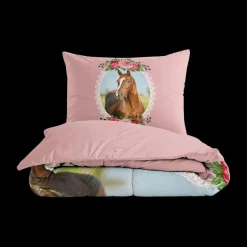 Slaapkamer|Kinderdekbedovertrekken|Ygo Dekbedovertrek CUTE HORSE 140 Roze