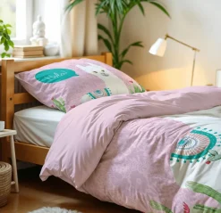 Slaapkamer|Kinderdekbedovertrekken|Ygo Dekbedovertrek HOLA LAMA 140 Roze