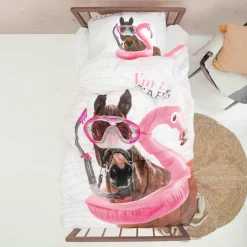 Slaapkamer|Kinderdekbedovertrekken|Ygo Dekbedovertrek I'M SEAHORSE 140 Wit