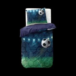 Slaapkamer|Kinderdekbedovertrekken|Ygo Dekbedovertrek LIVE FOOTBALL 140 Blauw