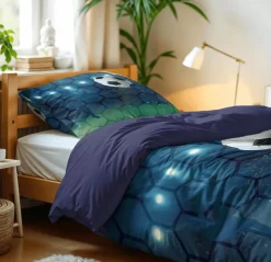 Slaapkamer|Kinderdekbedovertrekken|Ygo Dekbedovertrek LIVE FOOTBALL 140 Blauw