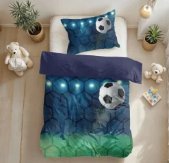 Slaapkamer|Kinderdekbedovertrekken|Ygo Dekbedovertrek LIVE FOOTBALL 140 Blauw