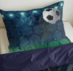 Slaapkamer|Kinderdekbedovertrekken|Ygo Dekbedovertrek LIVE FOOTBALL 140 Blauw
