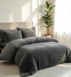 Dekbedovertrekken|Ygo Dekbedovertrek POMPOM 240 Antraciet