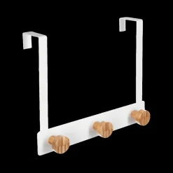 Kapstokken|Opbergen|Ygo Deurkapstok ELIM Wit Metaal/Bamboe