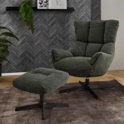 Fauteuils|Ygo Draaizetel LIONEL met Poef Groen