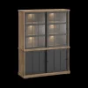 Vitrinekasten|Ygo Dressoir met Opzetkast TOLUCA Old Teak/Zwart B159