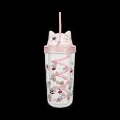 Servies|Ygo Drinkbeker KAWAII Kat 40cl M/Rietje Roze Ass.