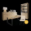 Woon- En Eetkamers|Ygo Eetkamer CASTELLO: Dressoir + Vitrinekast + Eettafel 210 + 4x Stoelen ALBA Plume