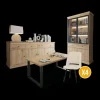 Woon- En Eetkamers|Ygo Eetkamer CASTELLO: Dressoir + Vitrinekast + Eettafel 180 + 4x Stoelen ALBA Plume