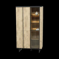 Woon- En Eetkamers|Ygo Eetkamer VIKTOR: Dressoir + Glaskast + Eettafel ABBEY 200x100 + 4x Stoelen LORRY Zwart