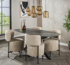 Eettafels|Ygo Eettafel DELANO Deens Ovaal 180x90 Keramiek Zwart