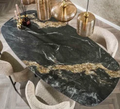 Eettafels|Ygo Eettafel DELANO Deens Ovaal 180x90 Keramiek Zwart