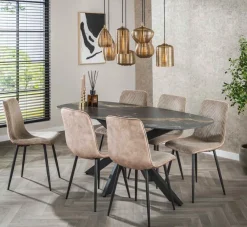 Eettafels|Ygo Eettafel DELANO Deens Ovaal 180x90 Keramiek Zwart