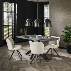 Eettafels|Ygo Eettafel ENRICO Marmerlook Zwart 180x90