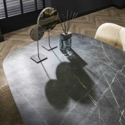 Eettafels|Ygo Eettafel ENRICO Marmerlook Zwart 180x90