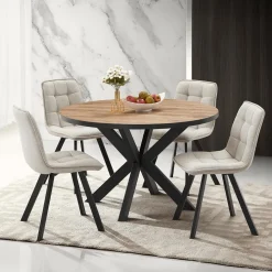 Eettafels|Ygo Eettafel LUCIEN Ø120 Industrial Oak/Rand Zwart