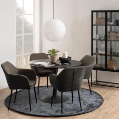 Eettafels|Ygo Eettafel LUTOR Ash Black Fineer Ø110cm