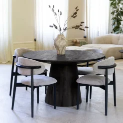Eettafels|Ygo Eettafel MARANZA Ø130 Mangohout Zwart