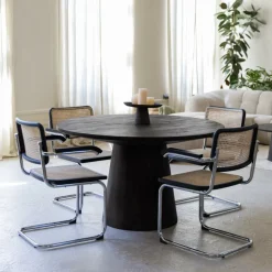 Eettafels|Ygo Eettafel MARANZA Ø130 Mangohout Zwart