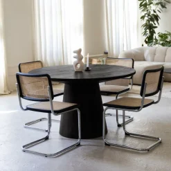 Eettafels|Ygo Eettafel MARANZA Ø130 Mangohout Zwart