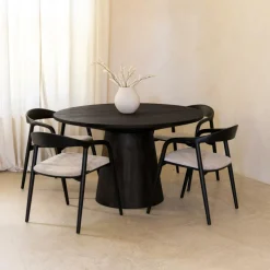 Eettafels|Ygo Eettafel MARANZA Ø130 Mangohout Zwart