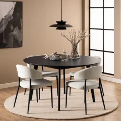 Eettafels|Ygo Eettafel MARIS Zwart Eikfineer Ø140cm