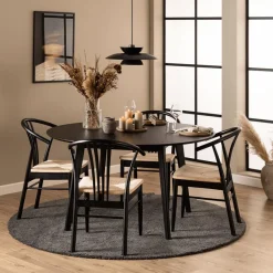 Eettafels|Ygo Eettafel MARIS Zwart Eikfineer Ø140cm