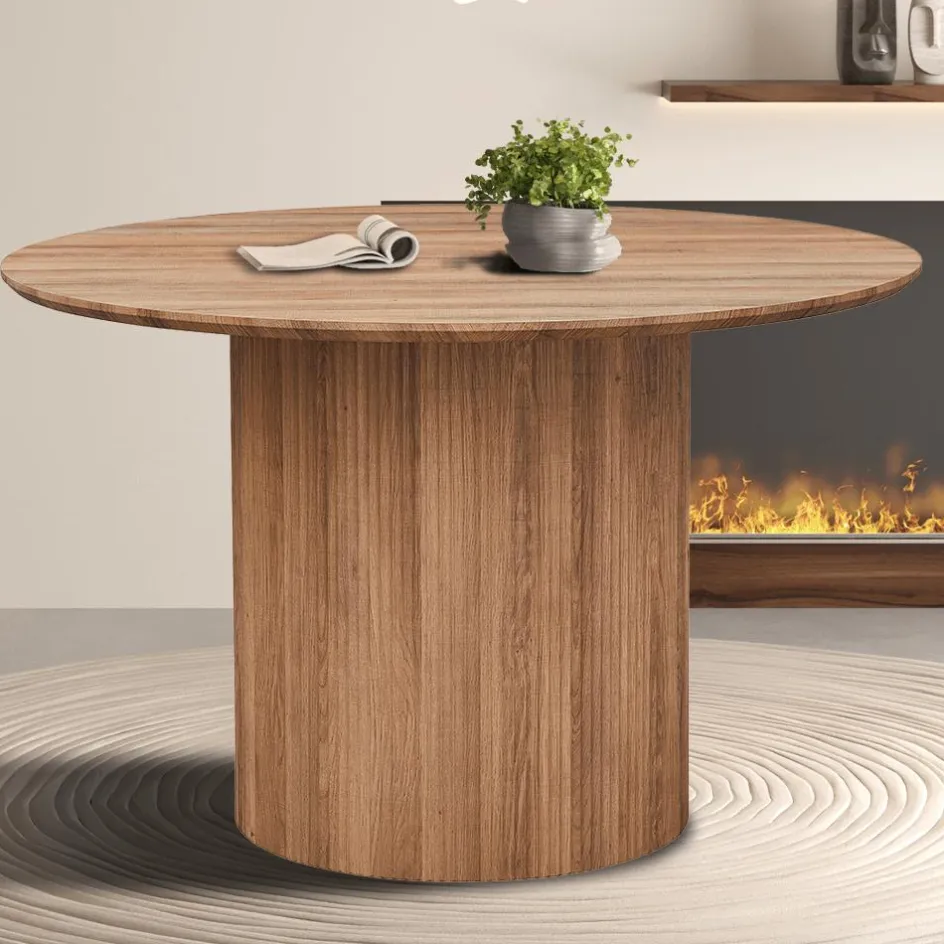 Eettafels|Ygo Eettafel PORTO Decor Oude Eik Ø120