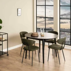 Eettafels|Ygo Eettafel Verlengbaar VEZNA Ø115/Ø154 Zwart Eikfineer