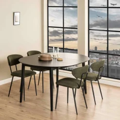 Eettafels|Ygo Eettafel Verlengbaar VEZNA Ø115/Ø154 Zwart Eikfineer