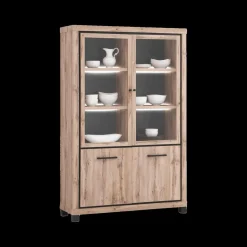 Vitrinekasten|Ygo Glaskast DELPHINE 2D/Glas - 2D (incl. LED) B133